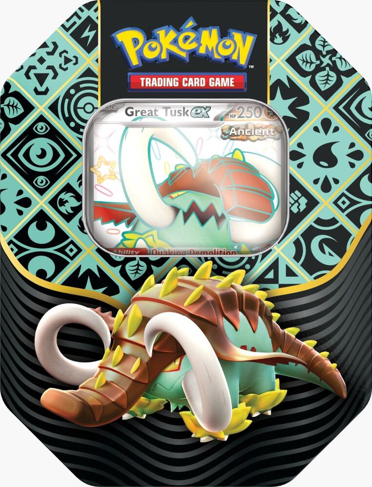 Pokemon Paldean Fates Great Tusk Ex Tin (4 Pack)