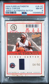2004 Fleer Authentix Vince Carter #JA-VC Jersey Authentic Patch /50 Psa 8