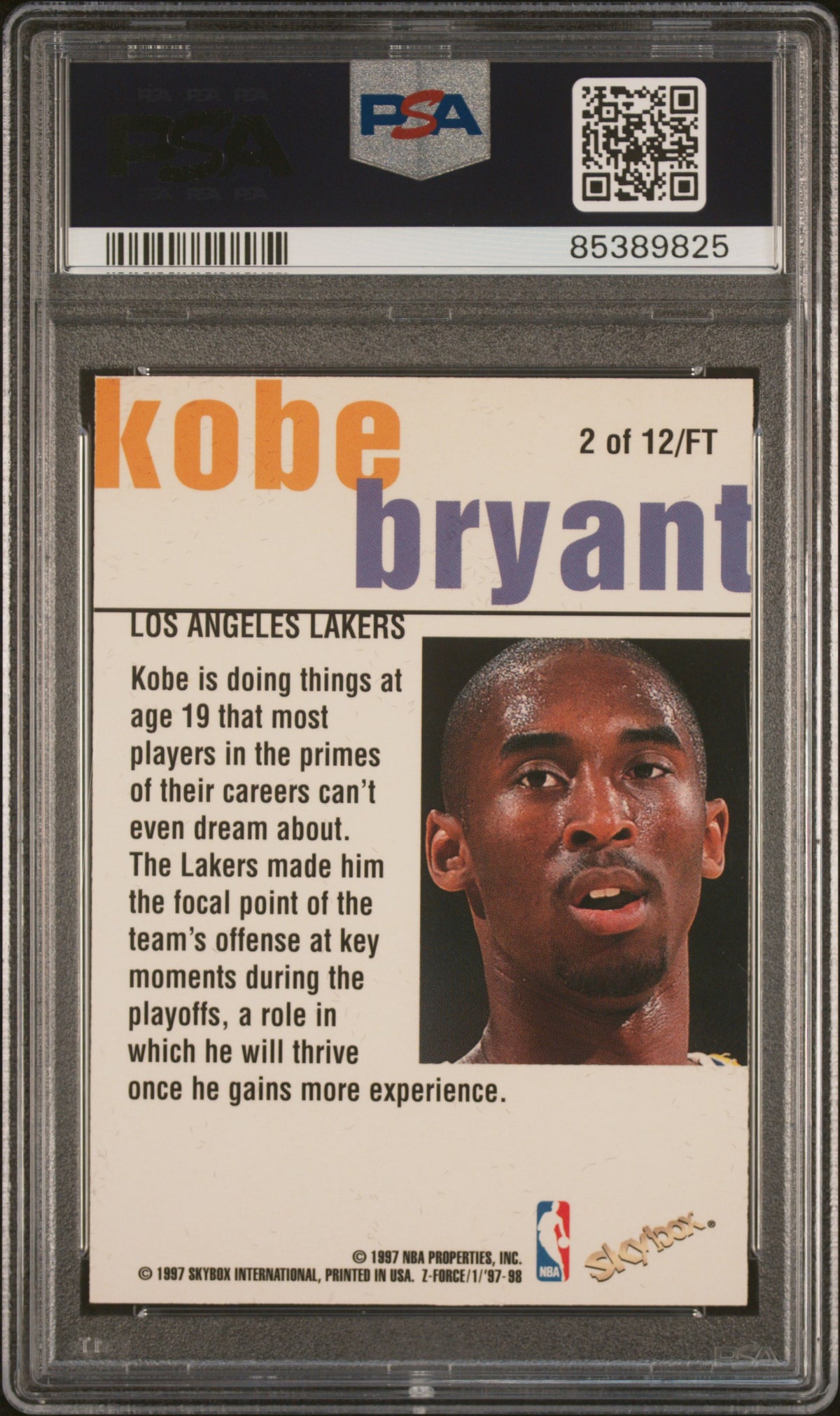 1997 Skybox Z-Force Kobe Bryant #2 Fast Track Psa 9